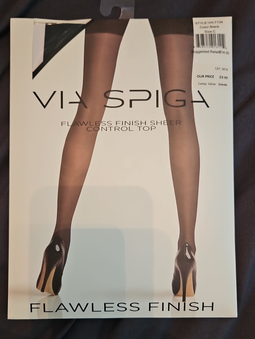 Via Spiga Flawless Finish Sheer Control Top Tights - Black